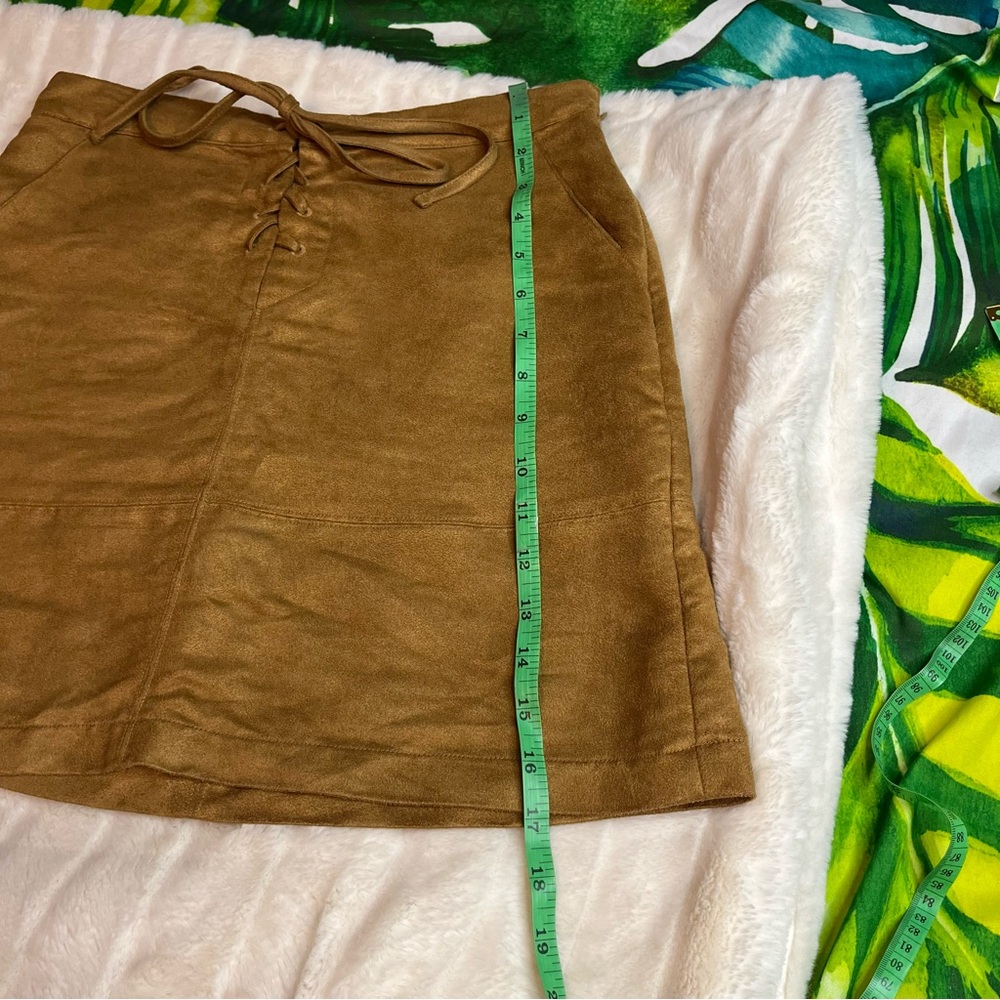 LC Lauren Conrad 4/27 Brown Faux Suede Lace Up Boho Casual Summer Fall Skirt - Picture 3 of 12